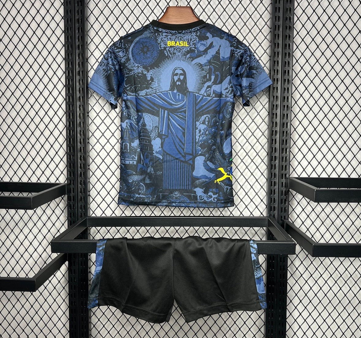 Maillot du BRÉSIL concept X jesus christ 2025 noir pour enfants