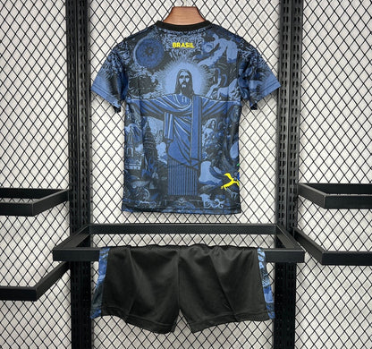 Maillot du BRÉSIL concept X jesus christ 2025 noir pour enfants