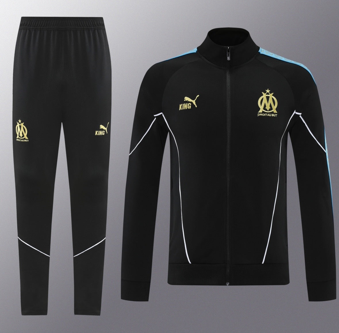 Ensemble de survêtement Olympique de Marseille 2026 noir et bleu
