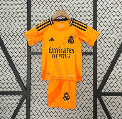 Maillot Real Madrid extérieur 2025 orange pour enfants