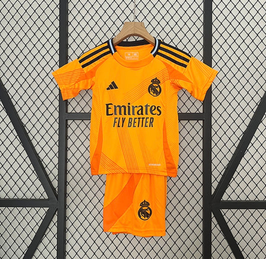 Maillot Real Madrid extérieur 2025 orange pour enfants