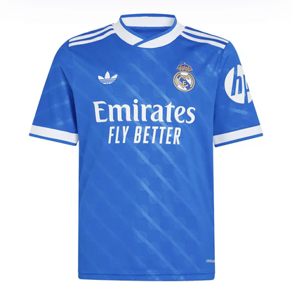 Maillot Réal Madrid third 2026 bleu pour enfant .