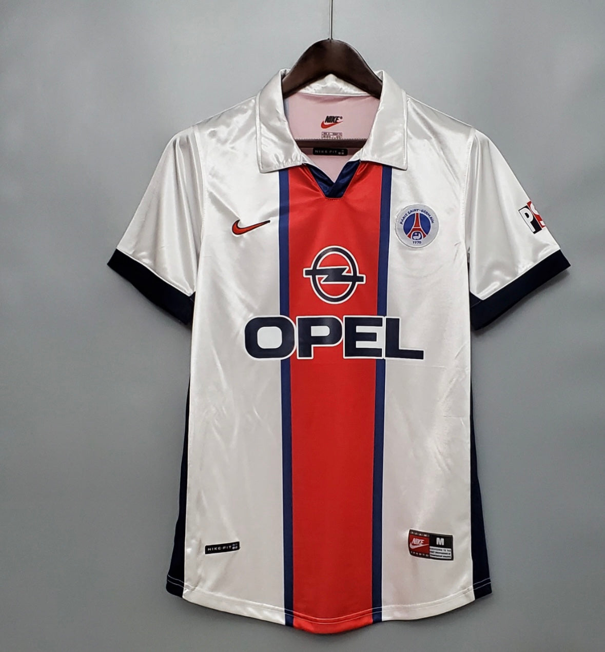 Maillot PSG Opel 1998 blanc et rouge rétro