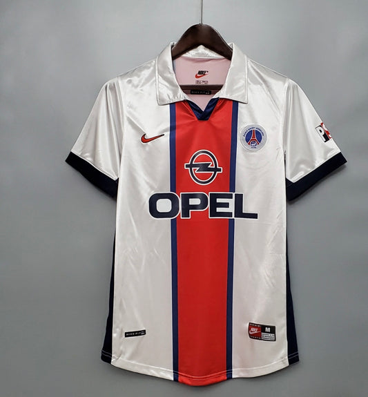 Maillot PSG Opel 1998 blanc et rouge rétro