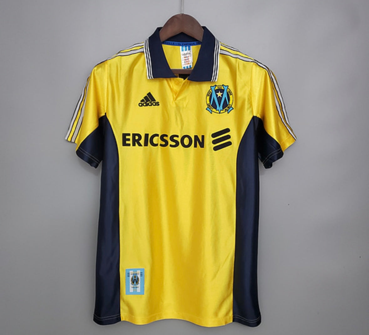 Maillot Olympique de Marseille 1995-1996 jaune Ericsson vintage rétro