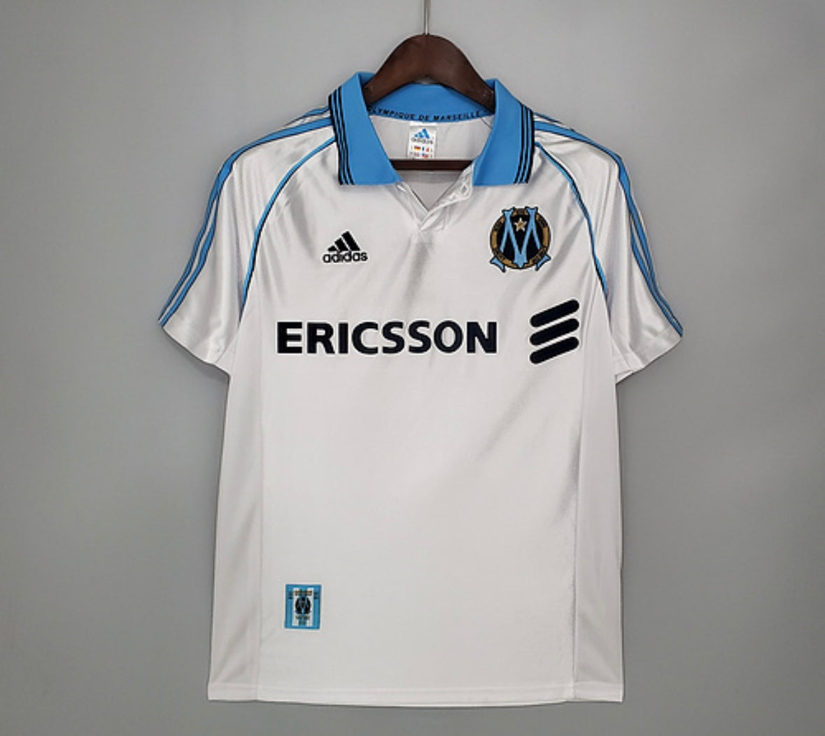 Maillot Olympique de Marseille 1998-1999 blanc Ericsson vintage rétro