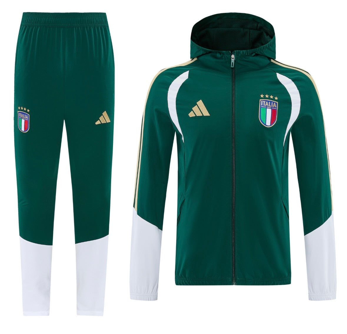 Ensemble de survêtement Italie 2026 vert à capuche
