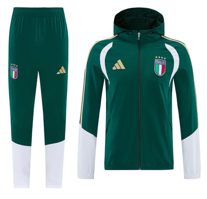 Ensemble de survêtement Italie 2026 vert à capuche